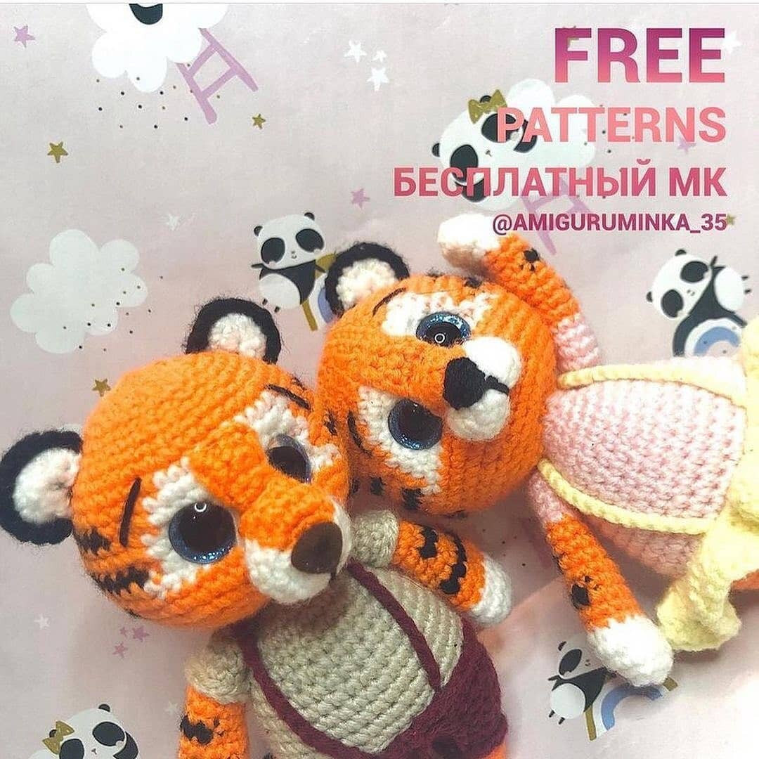 Вязаные тигры в очаровательных платьях и штанишках: схемы для рукоделия