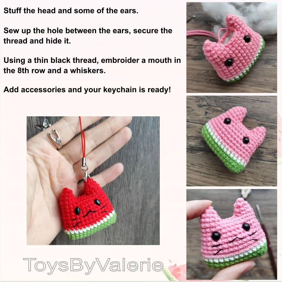 Watermelon Cat Crochet Pattern by ToysByValerie