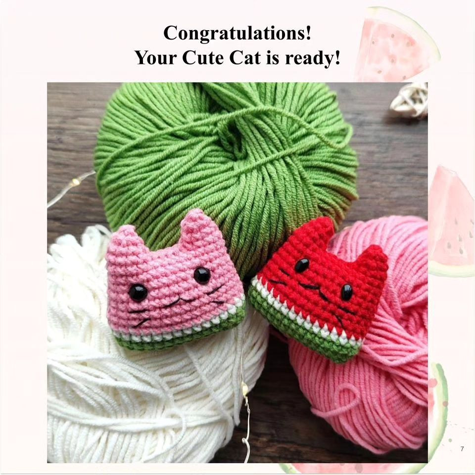 Watermelon Cat Crochet Pattern by ToysByValerie