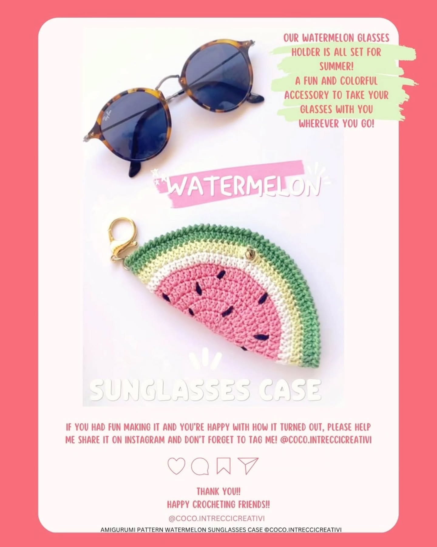 Watermelon Sunglasses Case Crochet Pattern: Free Guide