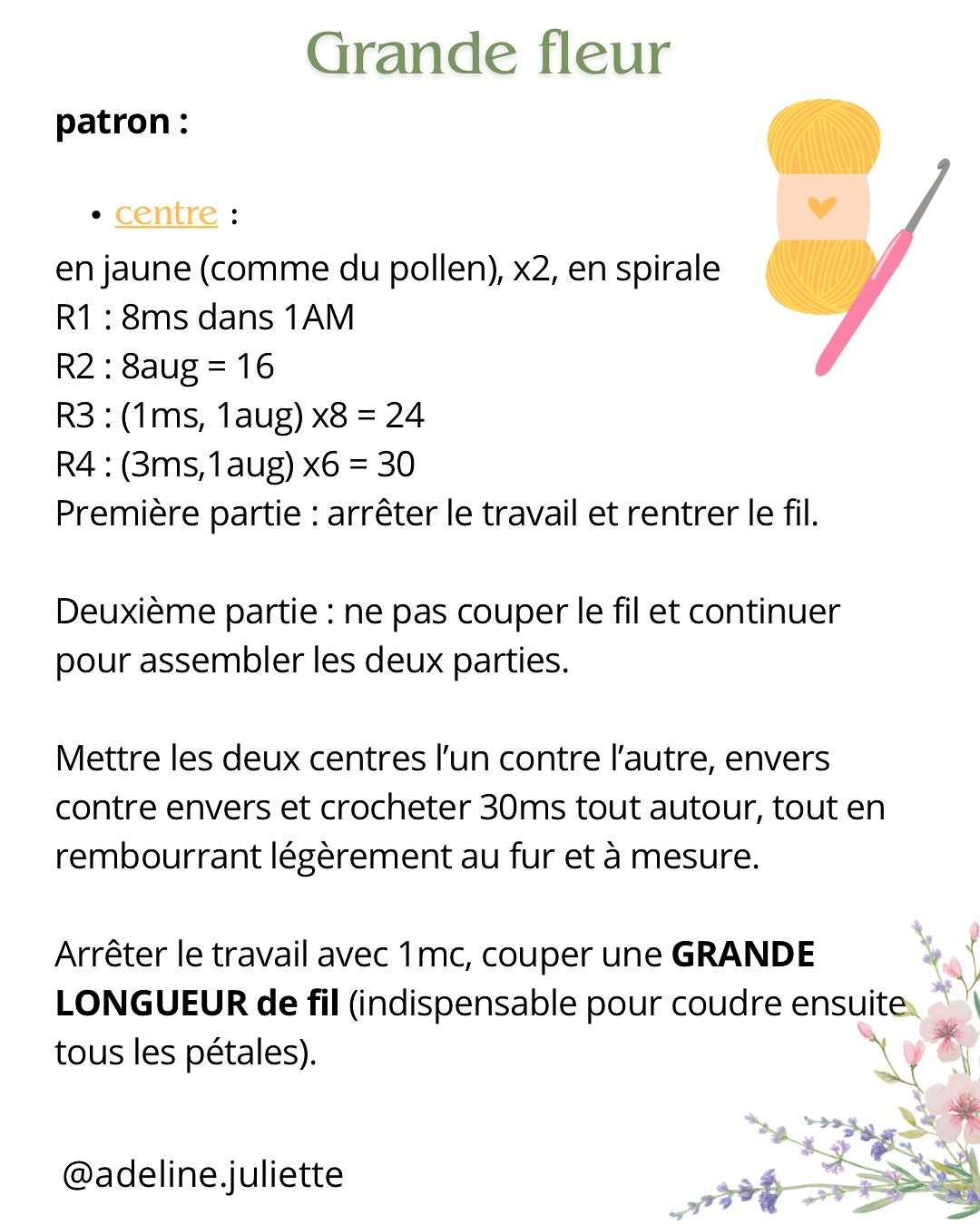Abeille crochet et grande fleur pour débutants