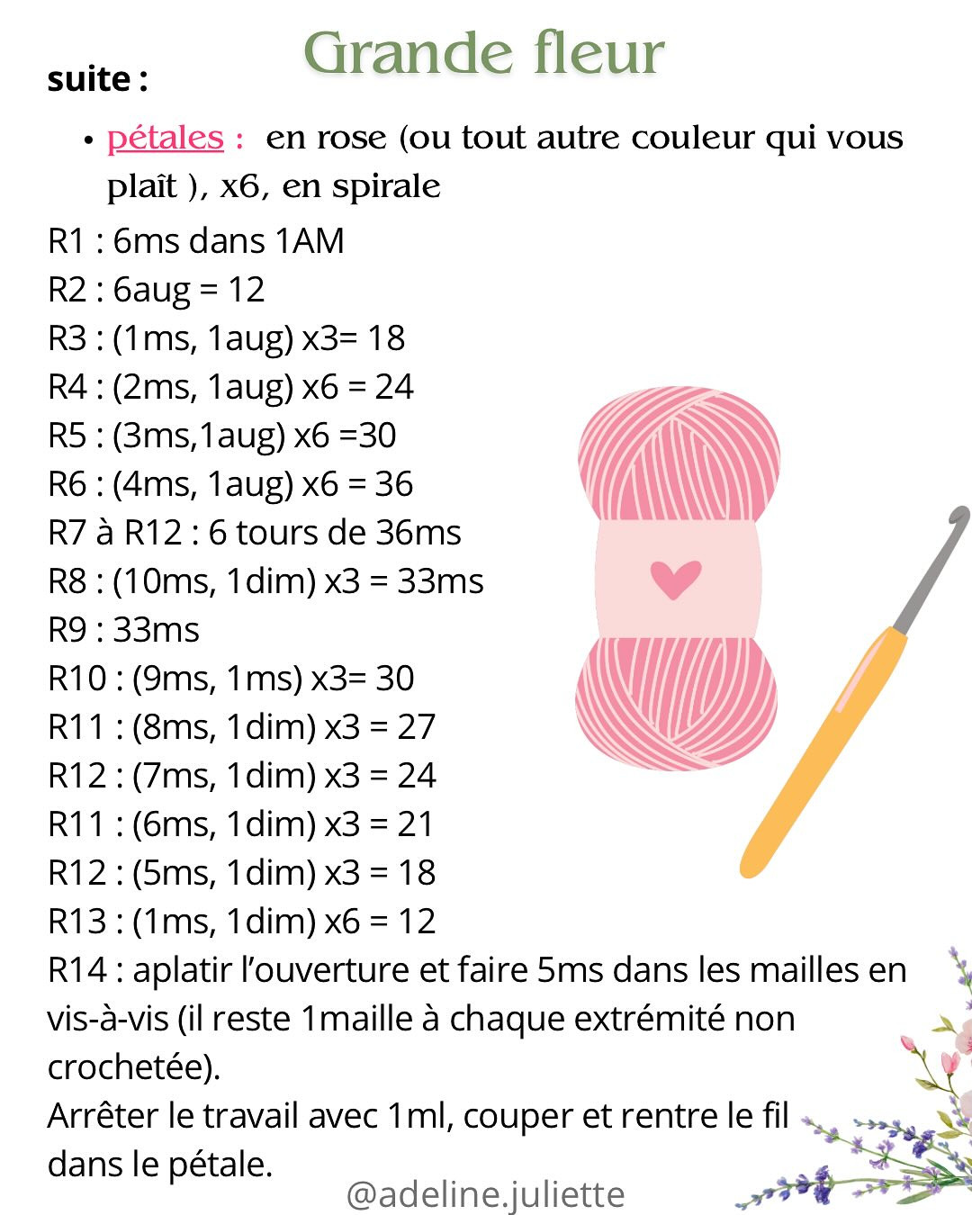 Abeille crochet et grande fleur pour débutants