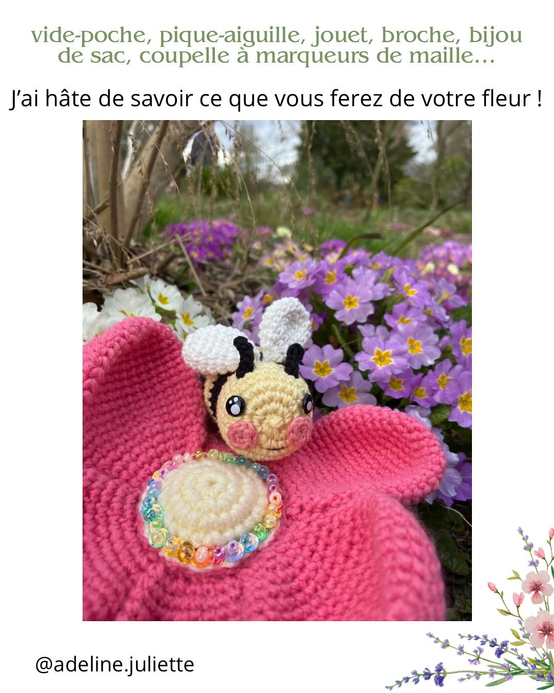 Abeille crochet et grande fleur pour débutants
