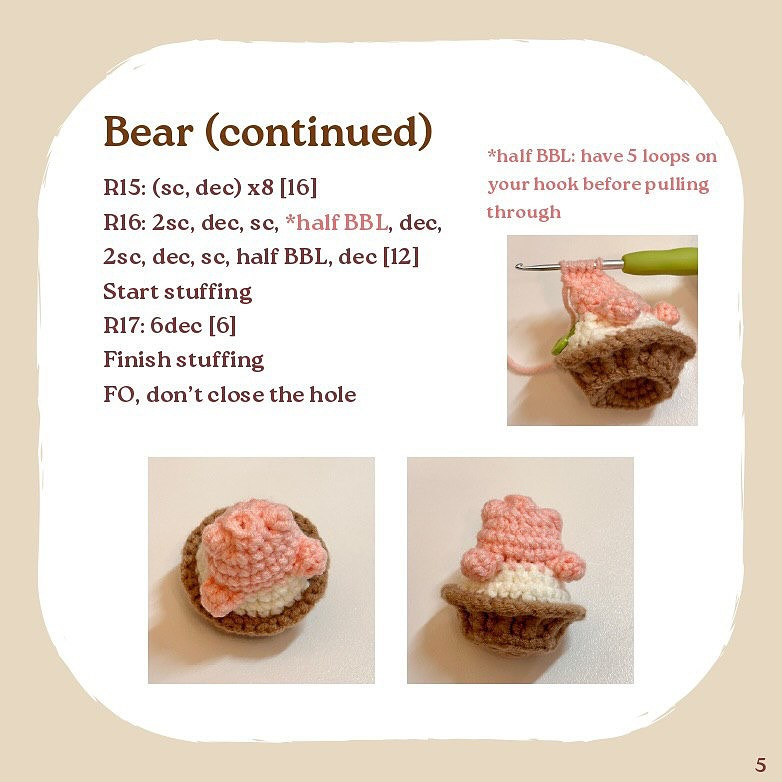 Adorable Crochet Bear Cupcake Pattern - Free and No Sew Required