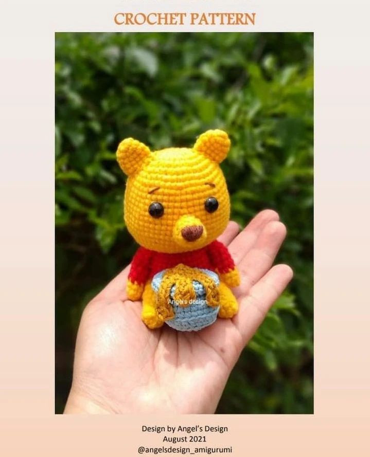 Adorable Crochet Bear Holding a Honey Pot Free Pattern