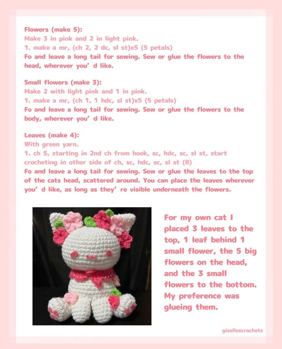 Adorable Crochet Cat with Flower Crown Free Pattern