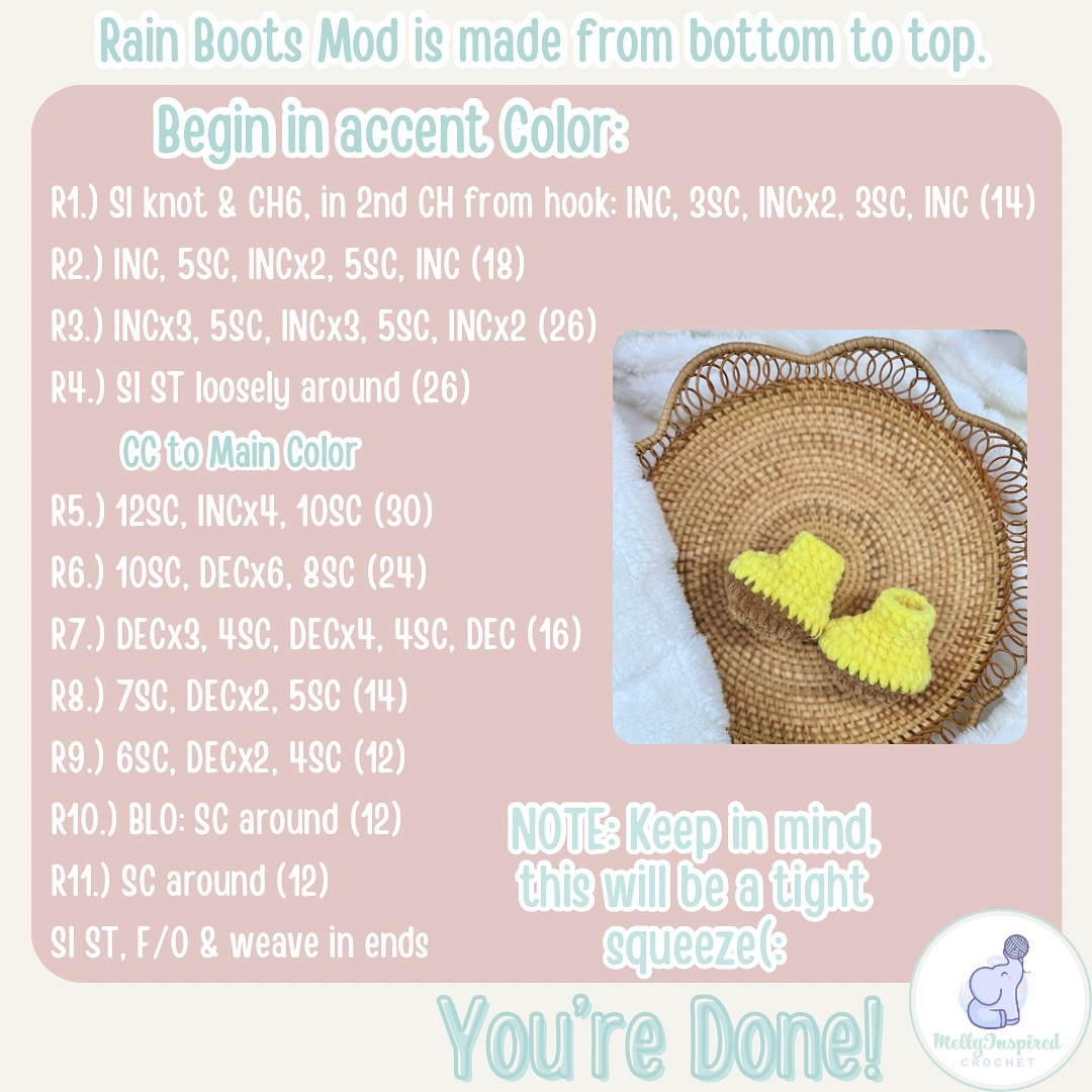 Adorable Crochet Monkey with Cute Yellow Rain Boots Pattern
