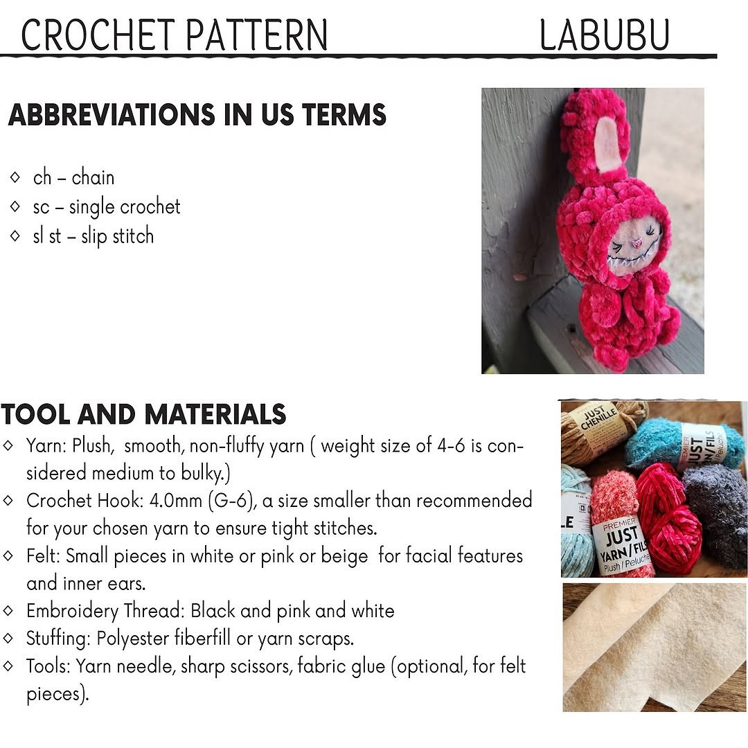 Adorable Labubu Free Crochet Pattern for Keychains