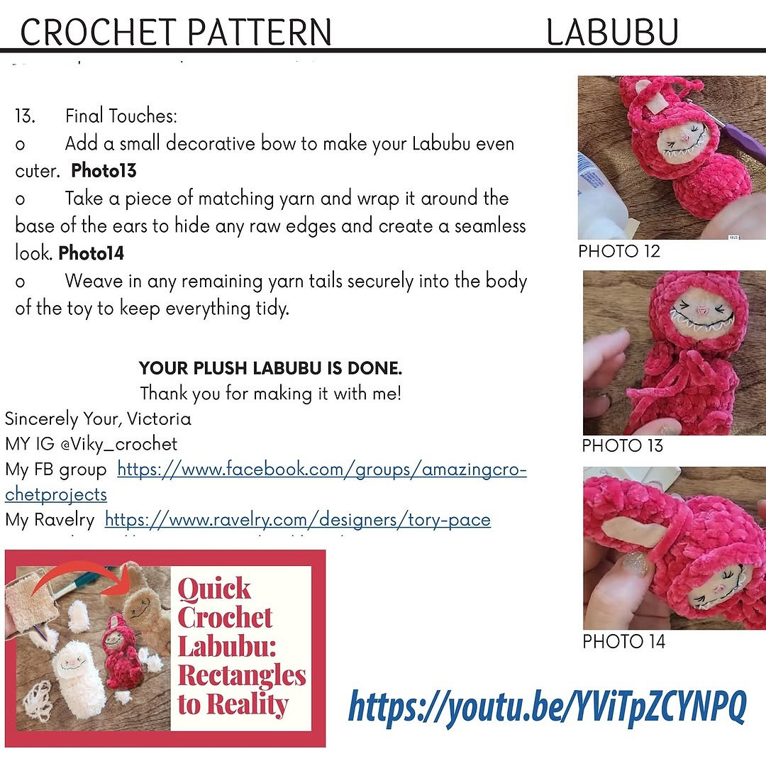 Adorable Labubu Free Crochet Pattern for Keychains