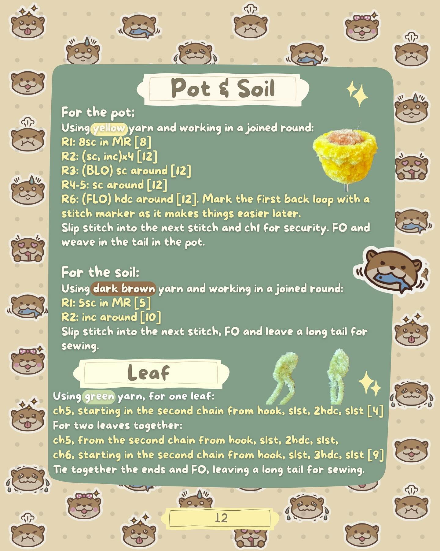 Adorable Otter Crochet Pattern with Plant Pot Accessory