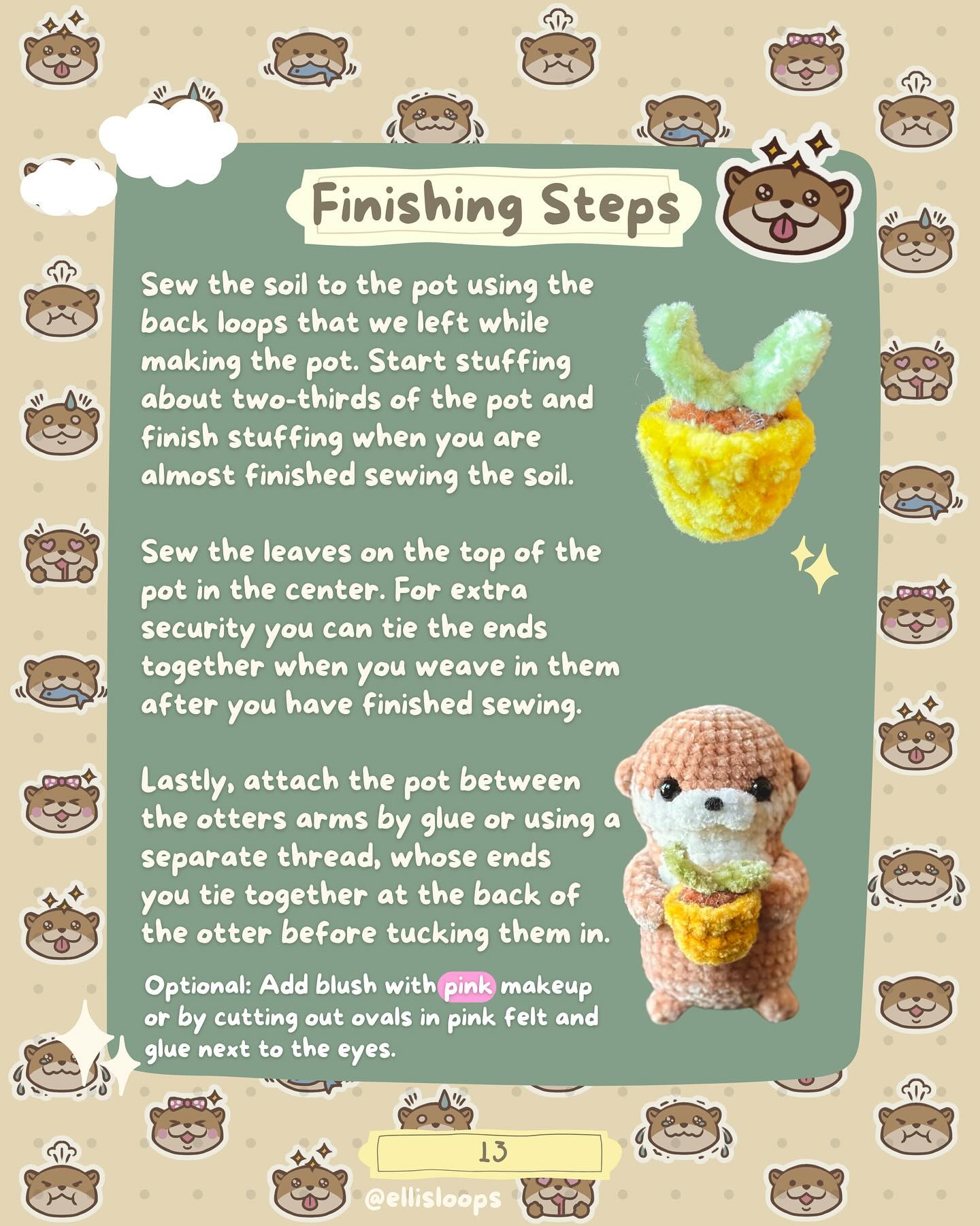 Adorable Otter Crochet Pattern with Plant Pot Accessory