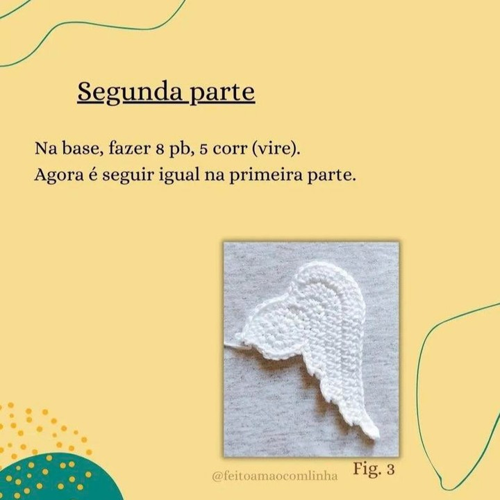 Ala de anjo em crochê com receita gratuita