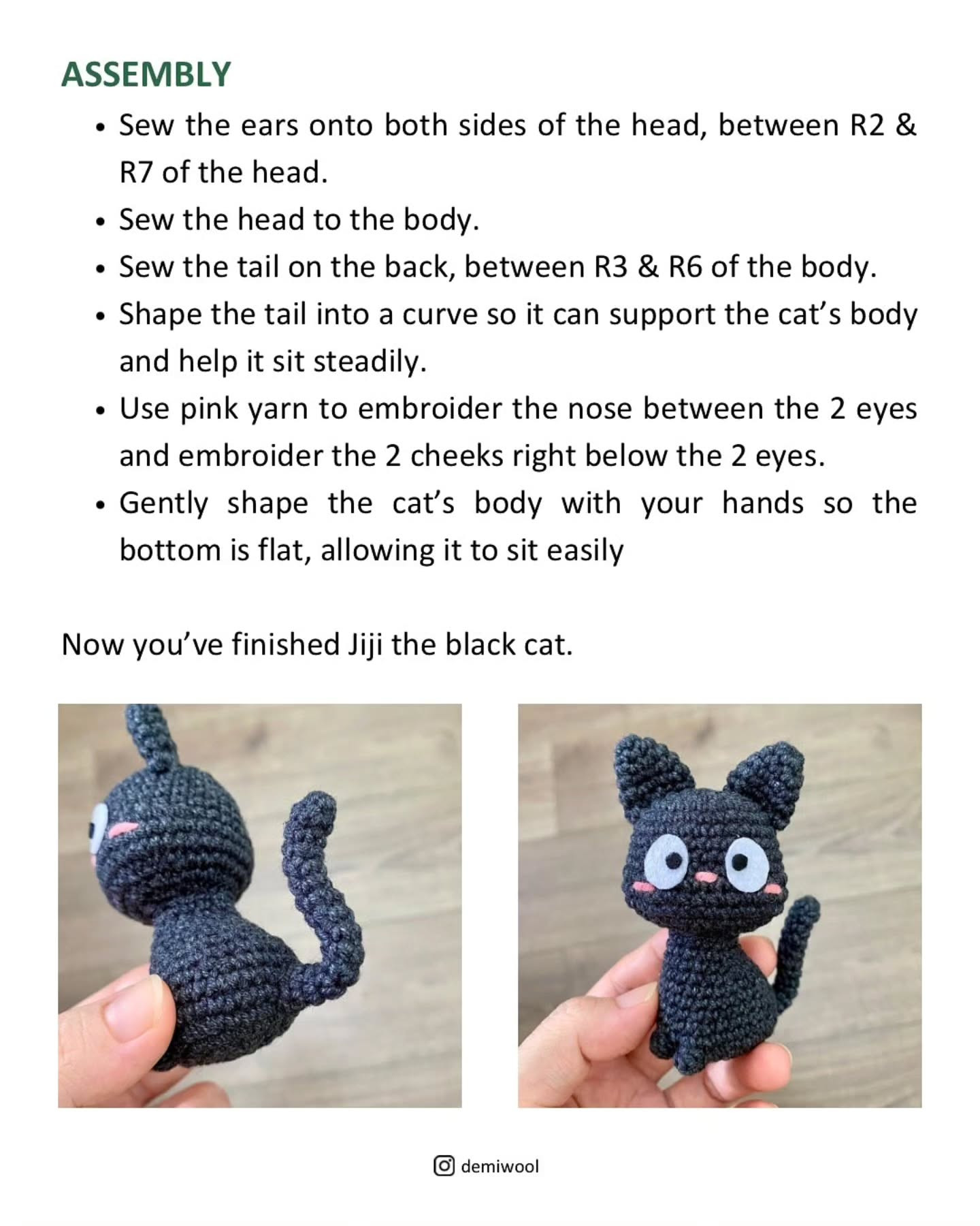 Amigurumi Black Cat Crochet Pattern - Free Jiji Design