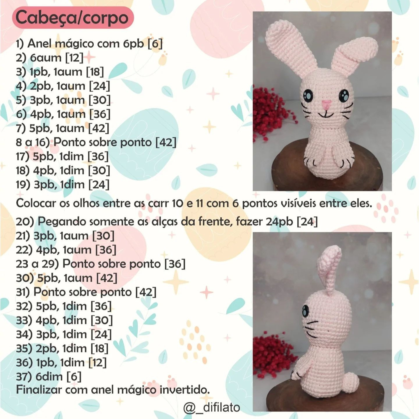 Amigurumi de Coelhinho da Páscoa: Receita Grátis para Crochê