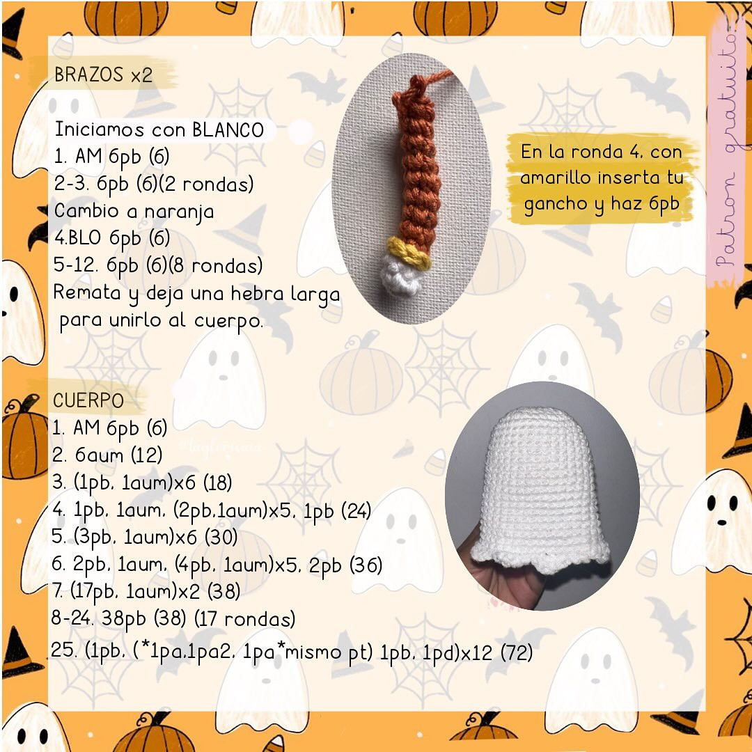 Amigurumi fantasmas de Halloween con sombrero y corona