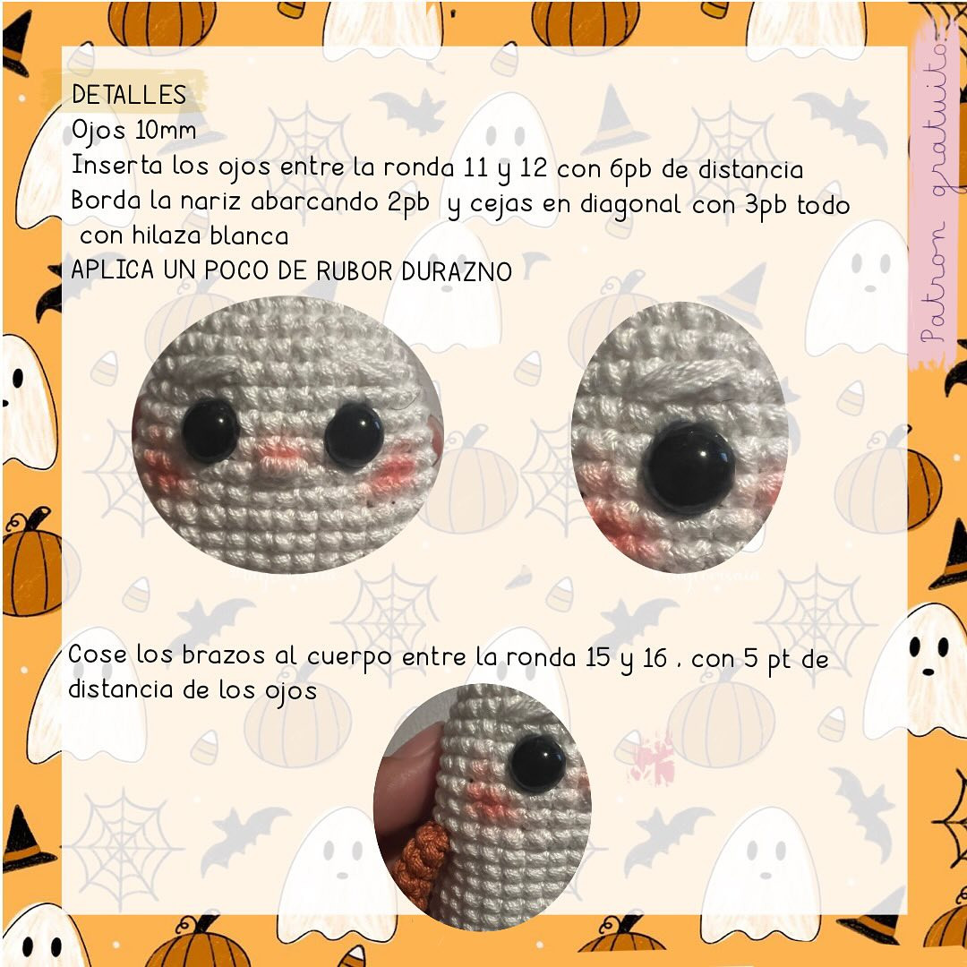 Amigurumi fantasmas de Halloween con sombrero y corona