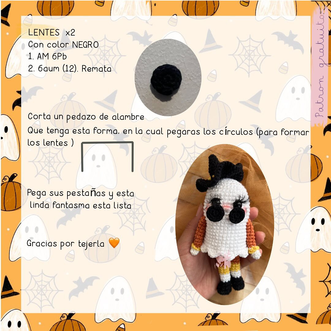 Amigurumi fantasmas de Halloween con sombrero y corona