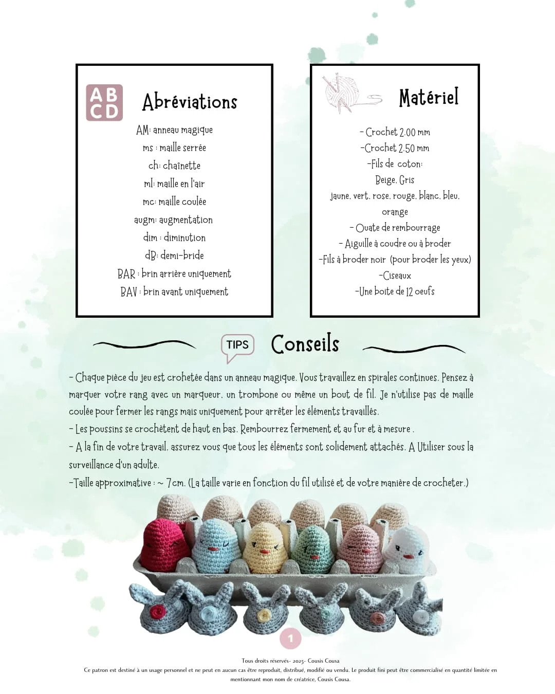 Amigurumi mignon de poussins et lapins en crochet