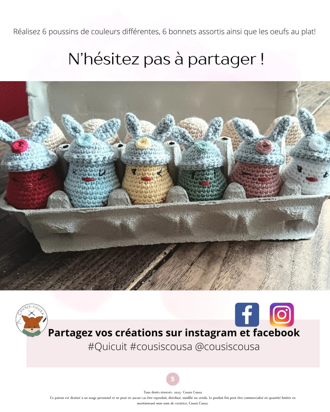 Amigurumi mignon de poussins et lapins en crochet
