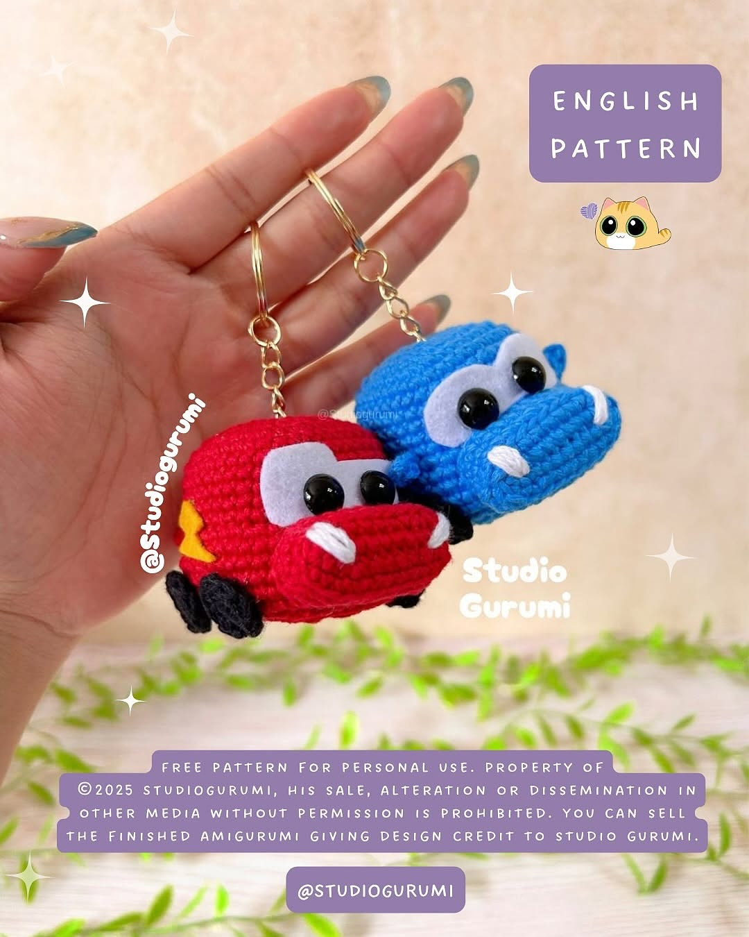 Amigurumi Mini Cars Crochet Pattern - McQueen and Sally