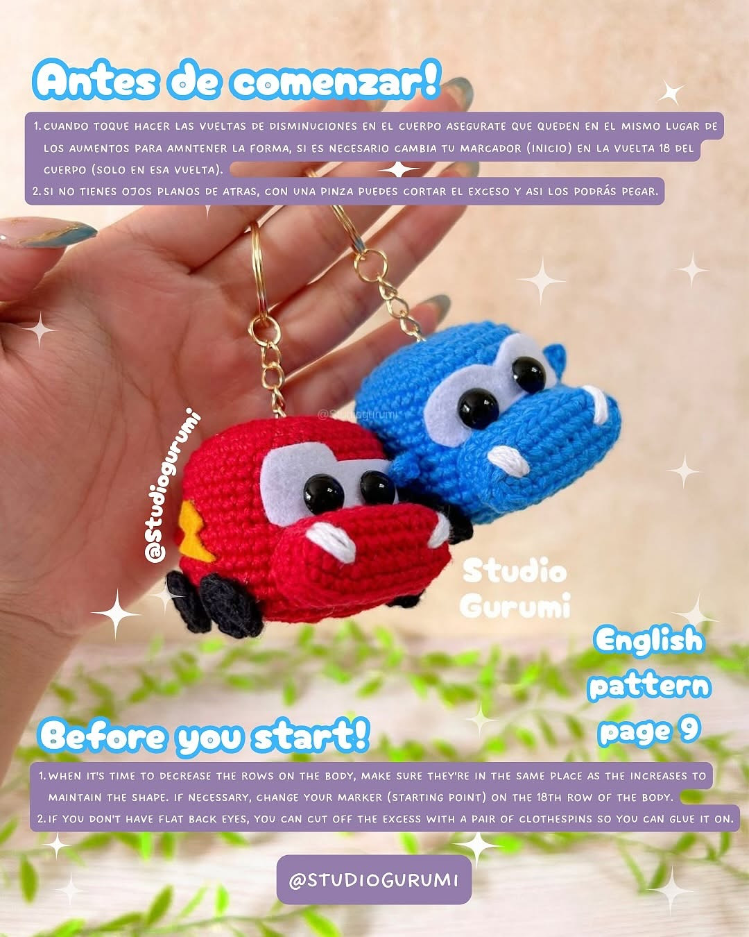 Amigurumi Mini Cars Crochet Pattern - McQueen and Sally