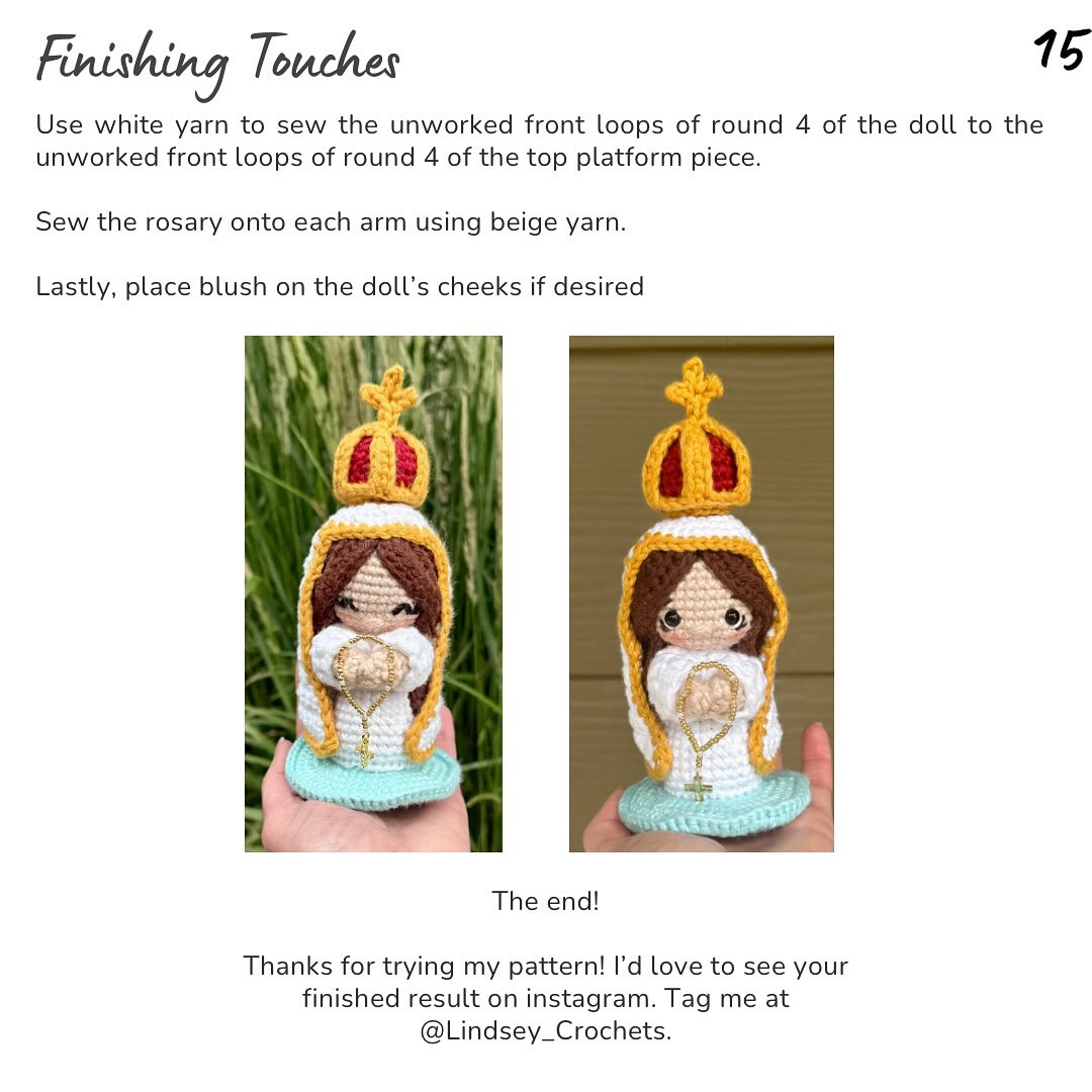 Amigurumi Our Lady of Fatima Free Crochet Pattern Tutorial