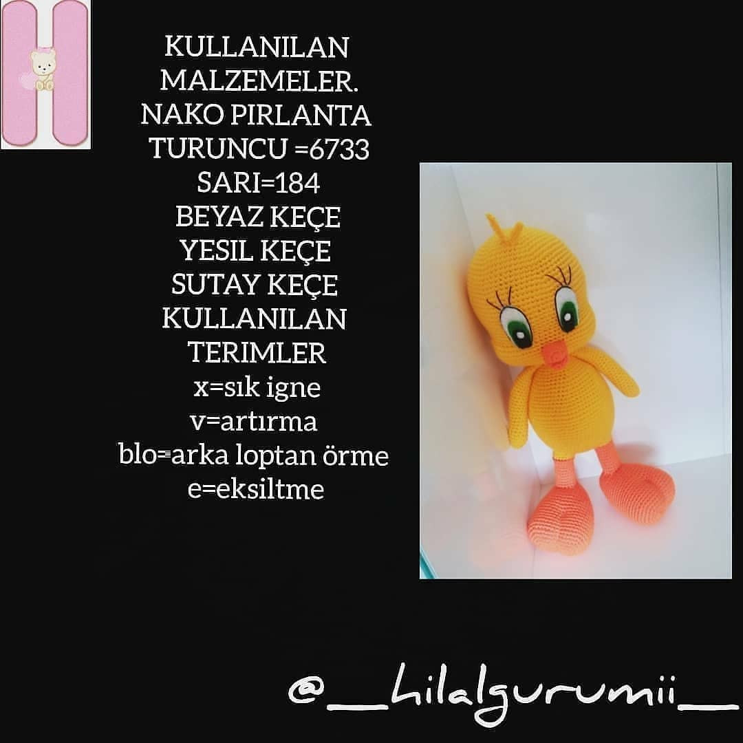 Amigurumi Tweety Tarifi: Ücretsiz ve Kolay Desen Yapımı