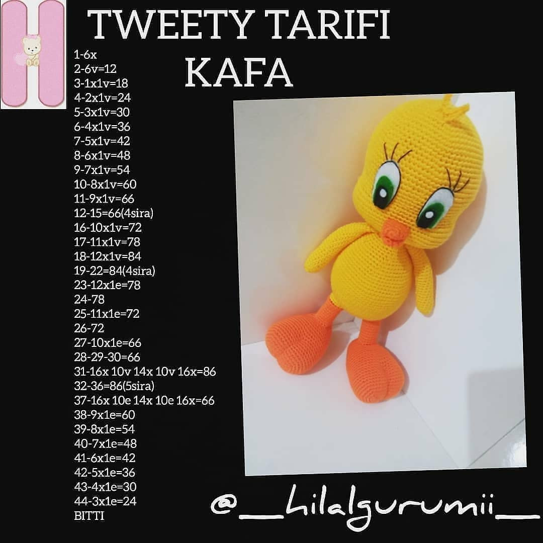 Amigurumi Tweety Tarifi: Ücretsiz ve Kolay Desen Yapımı