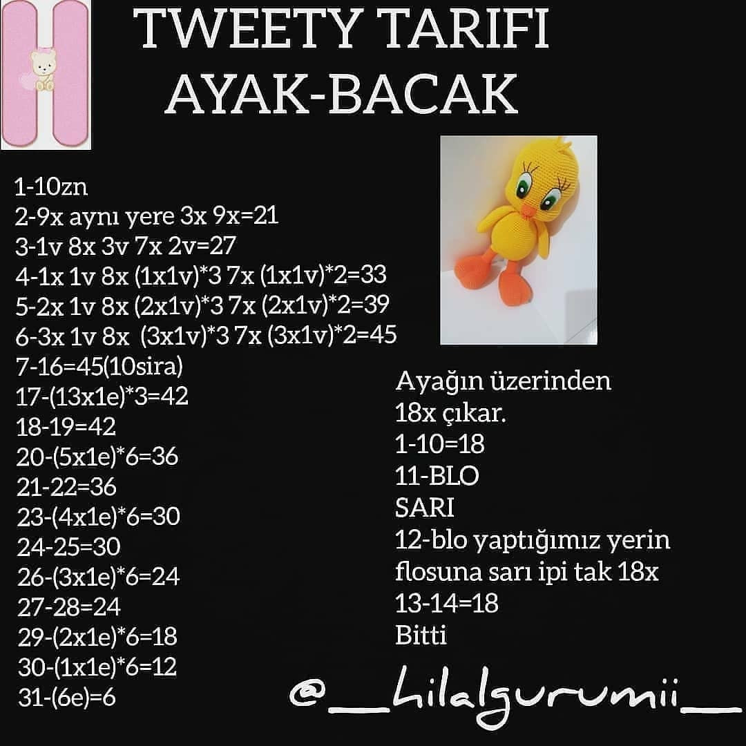 Amigurumi Tweety Tarifi: Ücretsiz ve Kolay Desen Yapımı