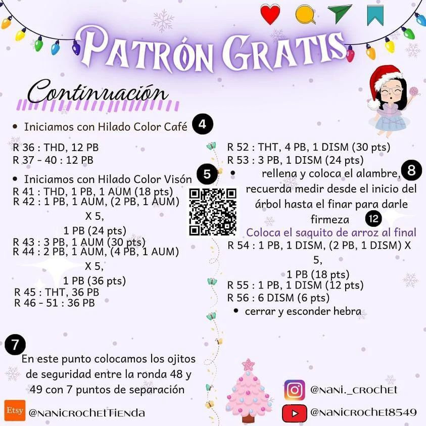 Árbol de Navidad de ganchillo con patrón gratuito