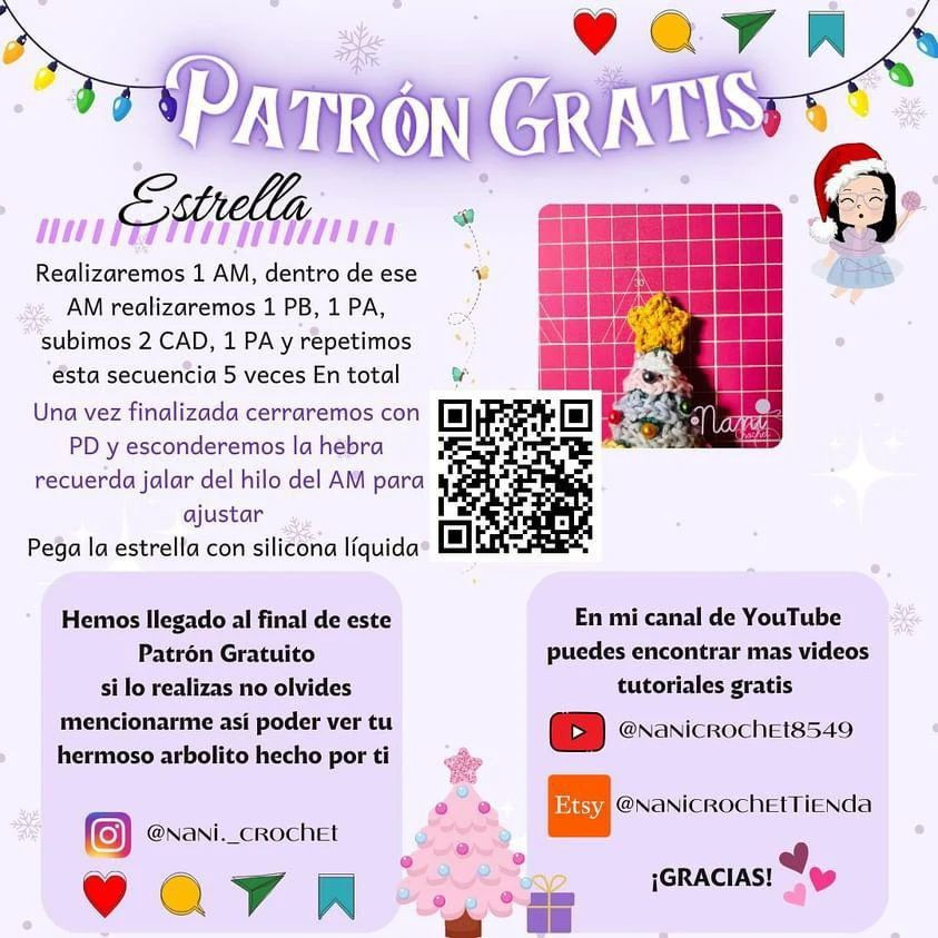 Árbol de Navidad de ganchillo con patrón gratuito