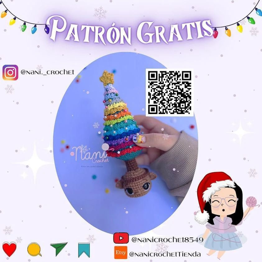 Árbol de Navidad de ganchillo con patrón gratuito