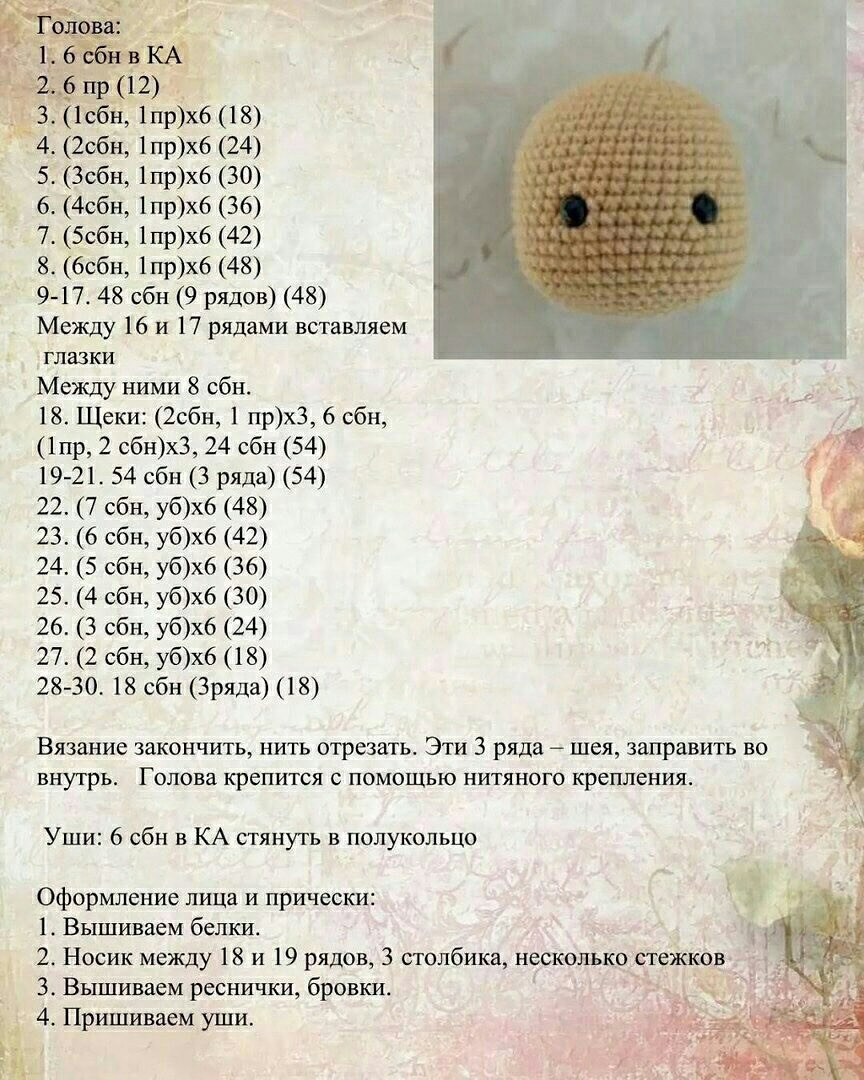 Бесплатное описание вязания куклы с цветочным платьем