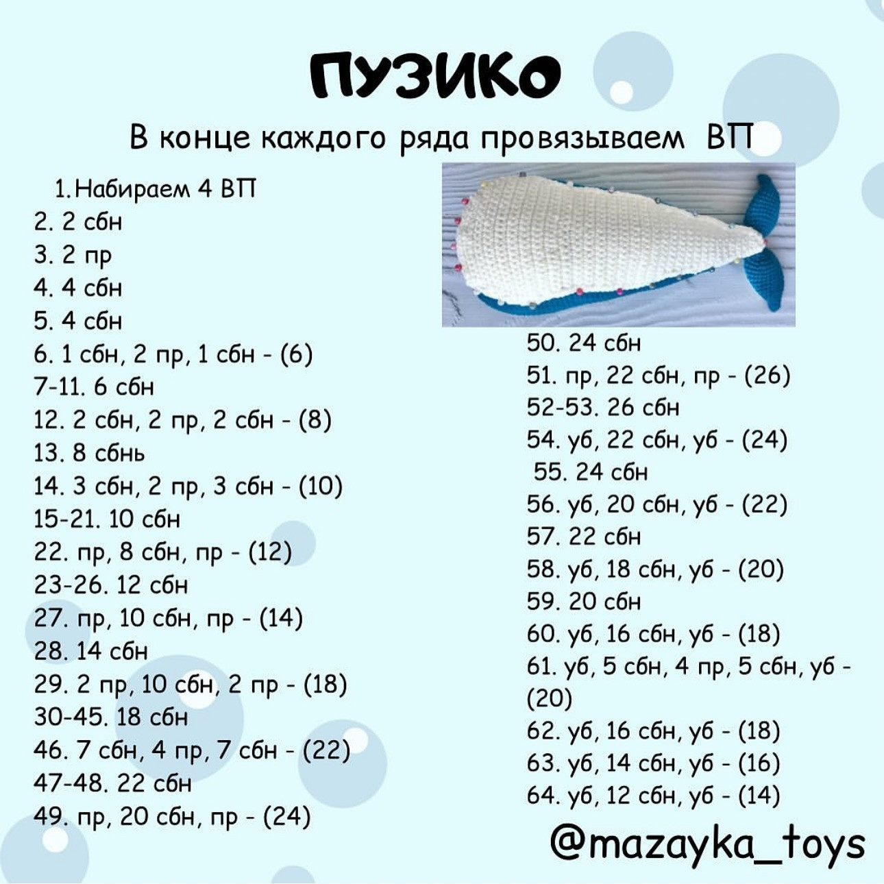 Бесплатный мастер-класс по вязанию кита крючком