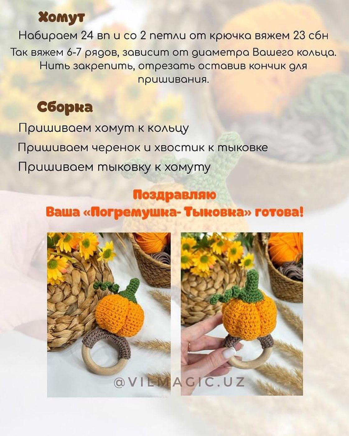 Бесплатный Мастер-класс «Погремушка Тыквка»