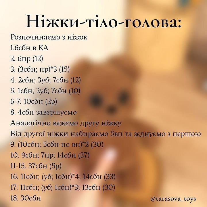 Безкоштовний опис: М'яка іграшка ведмедик гачком