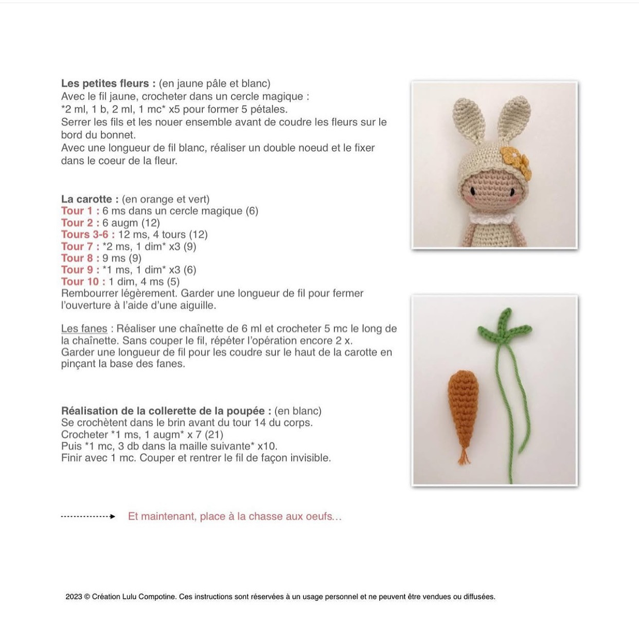 Bonnet lapin et petite carotte: modèle crochet gratuit adorable