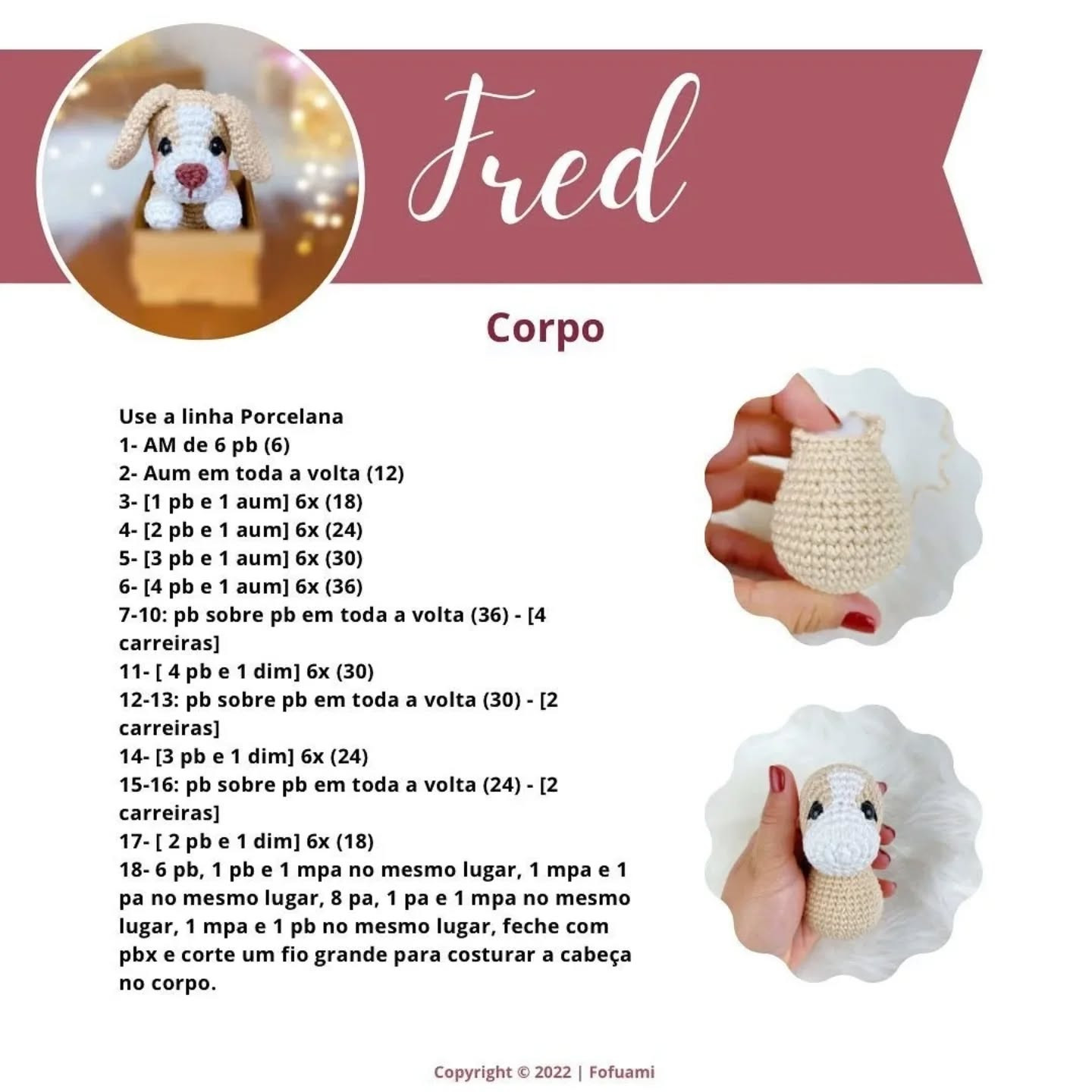 Cachorrinho de crochê Fred: Receita gratuita adorável
