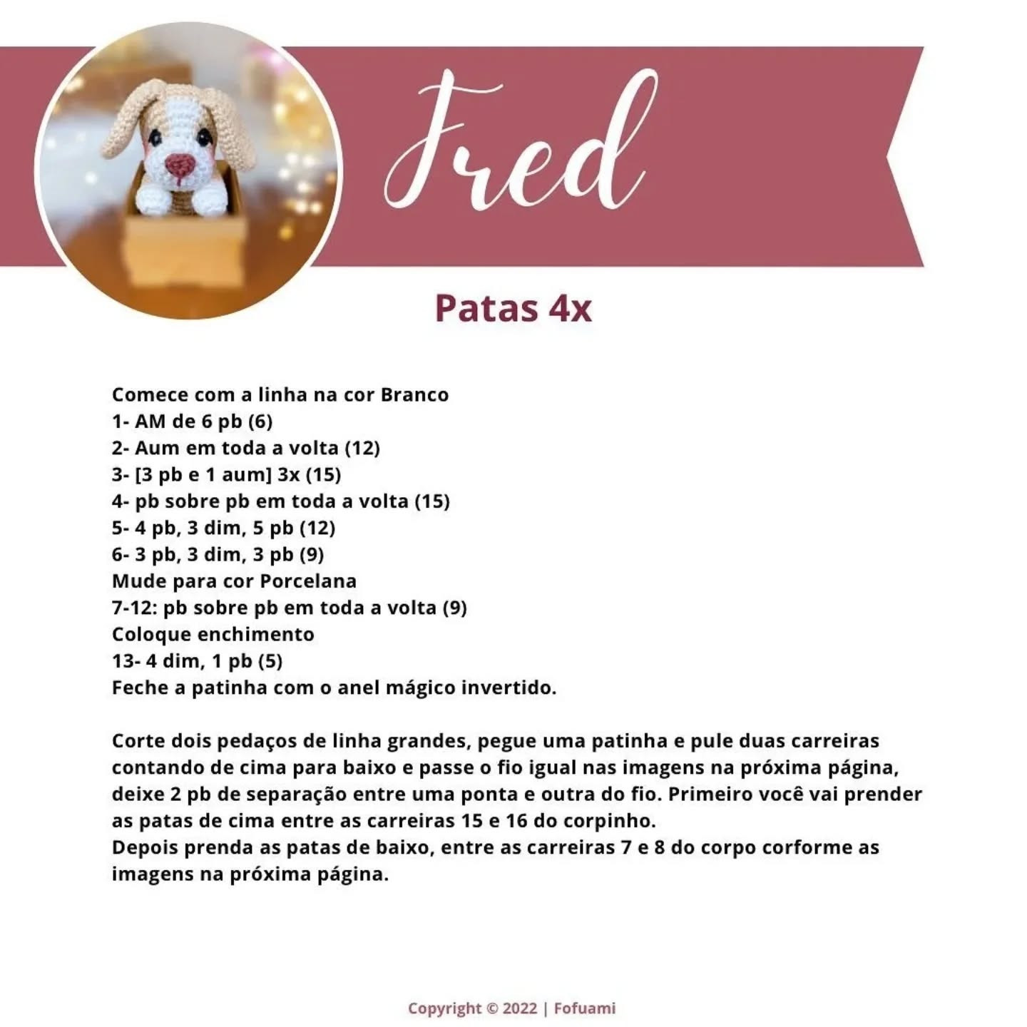 Cachorrinho de crochê Fred: Receita gratuita adorável