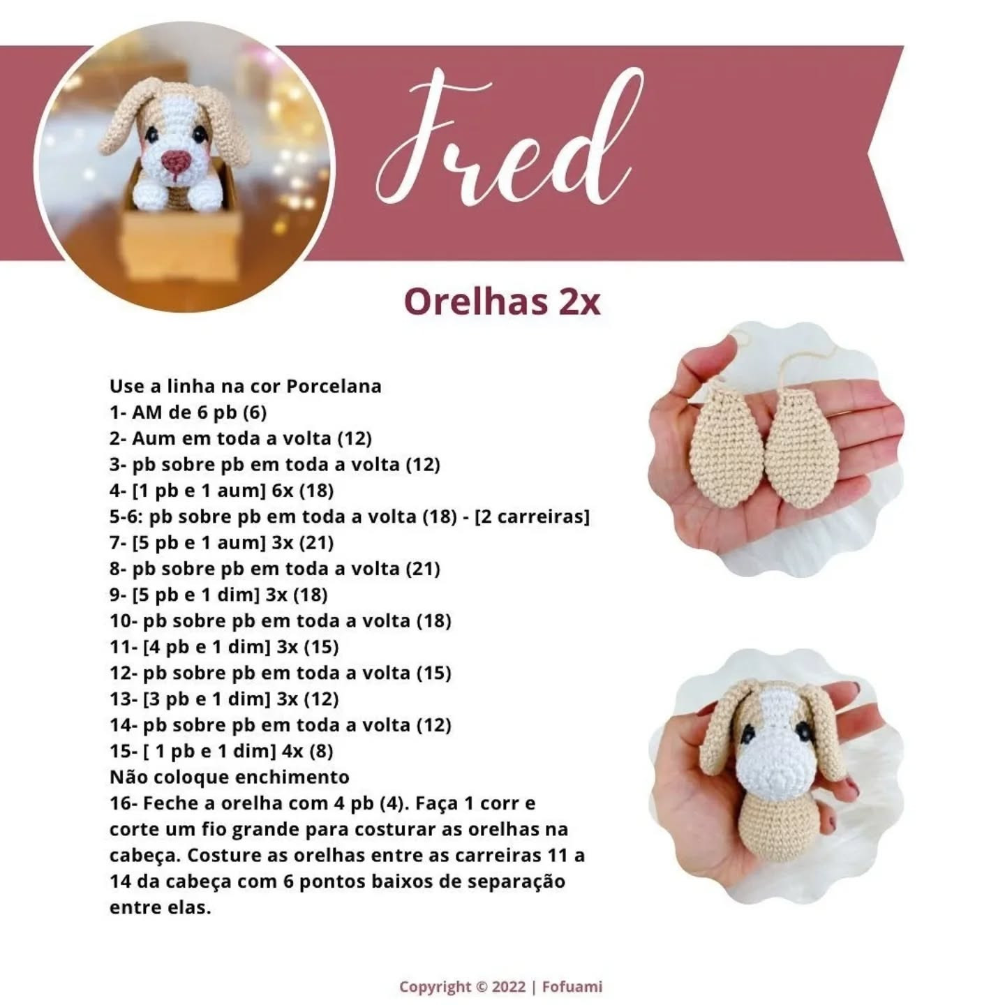 Cachorrinho de crochê Fred: Receita gratuita adorável