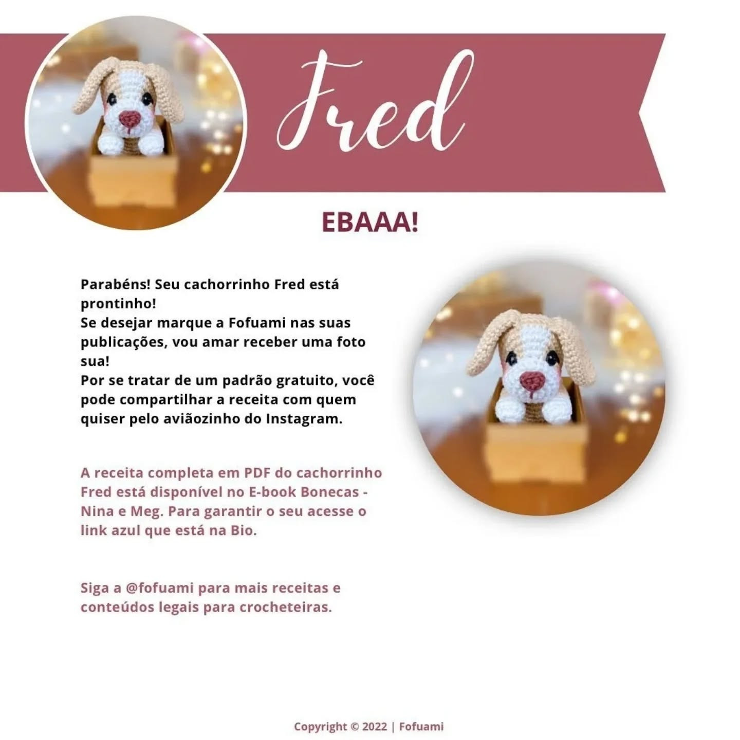 Cachorrinho de crochê Fred: Receita gratuita adorável