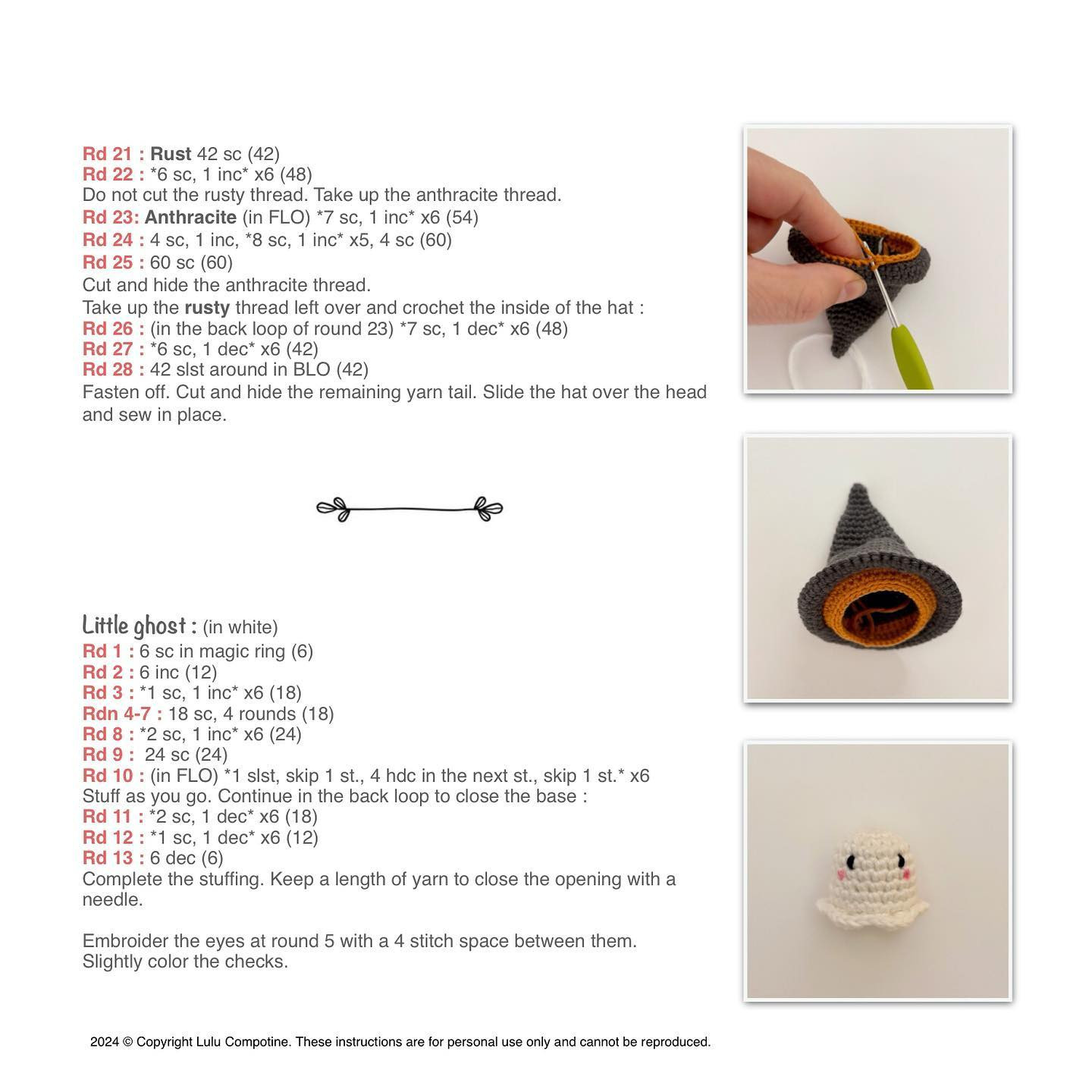 Chapeau de sorcier et petit fantôme au crochet gratuit