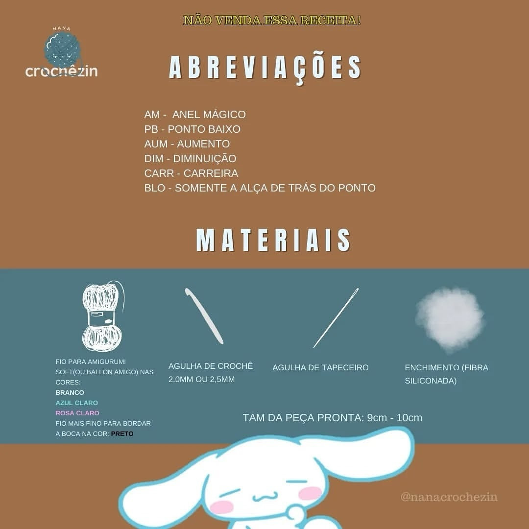Cinnamoroll: Receita Gratuita de Amigurumi Fofo e Fácil