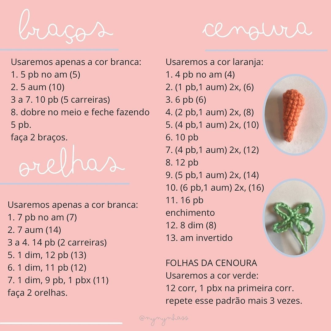 Coelhinho de crochê fofo com mochila e cenoura