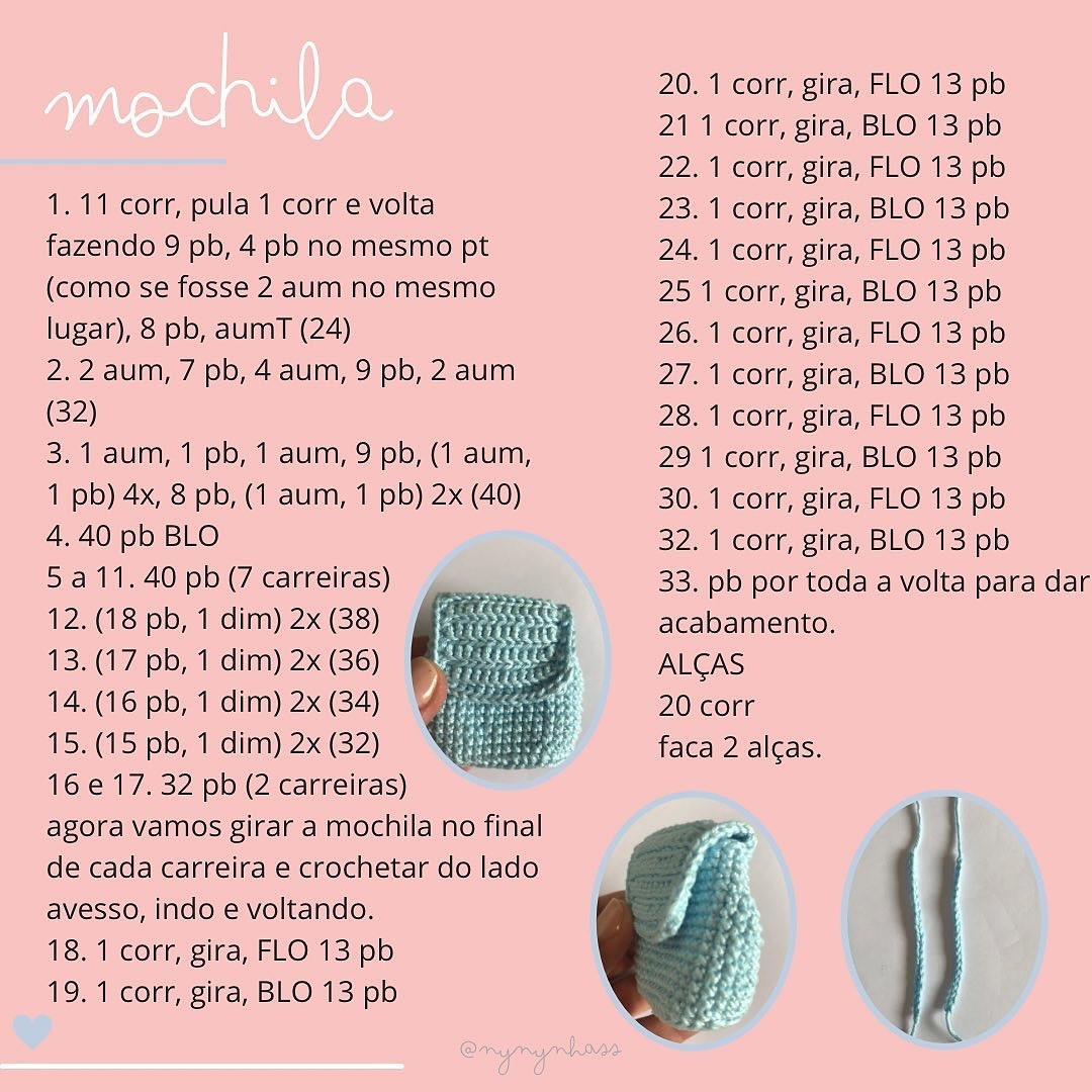 Coelhinho de crochê fofo com mochila e cenoura