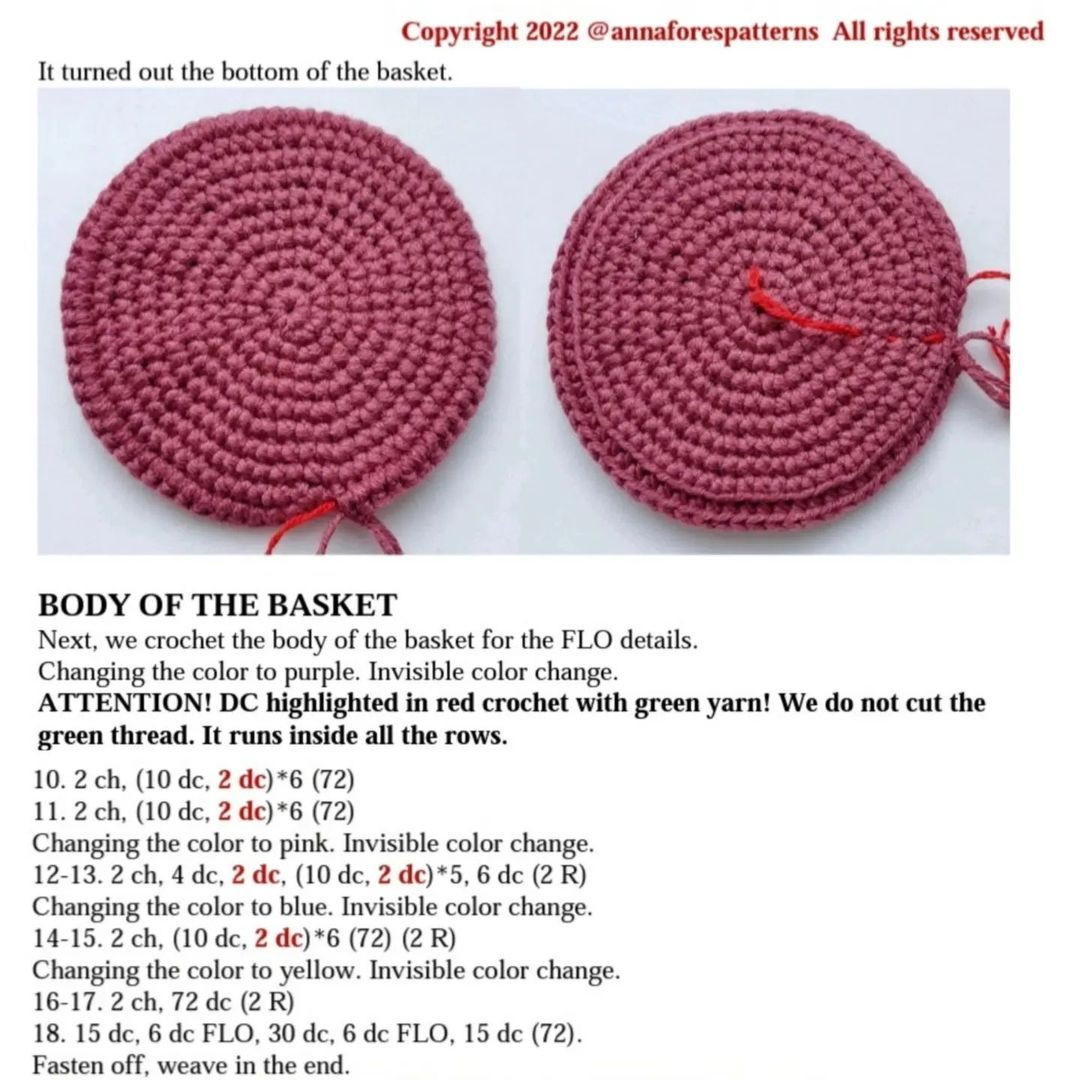 Colorful Crochet Basket Pattern for Easter Decorations