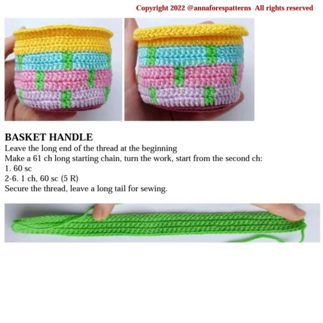Colorful Crochet Basket Pattern for Easter Decorations