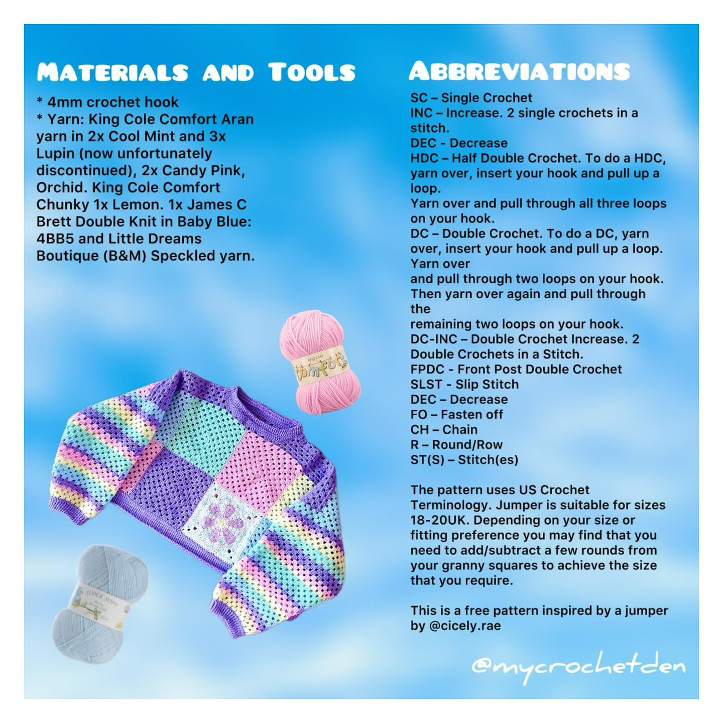 Colorful Springtime Crochet Jumper Pattern with Daisies