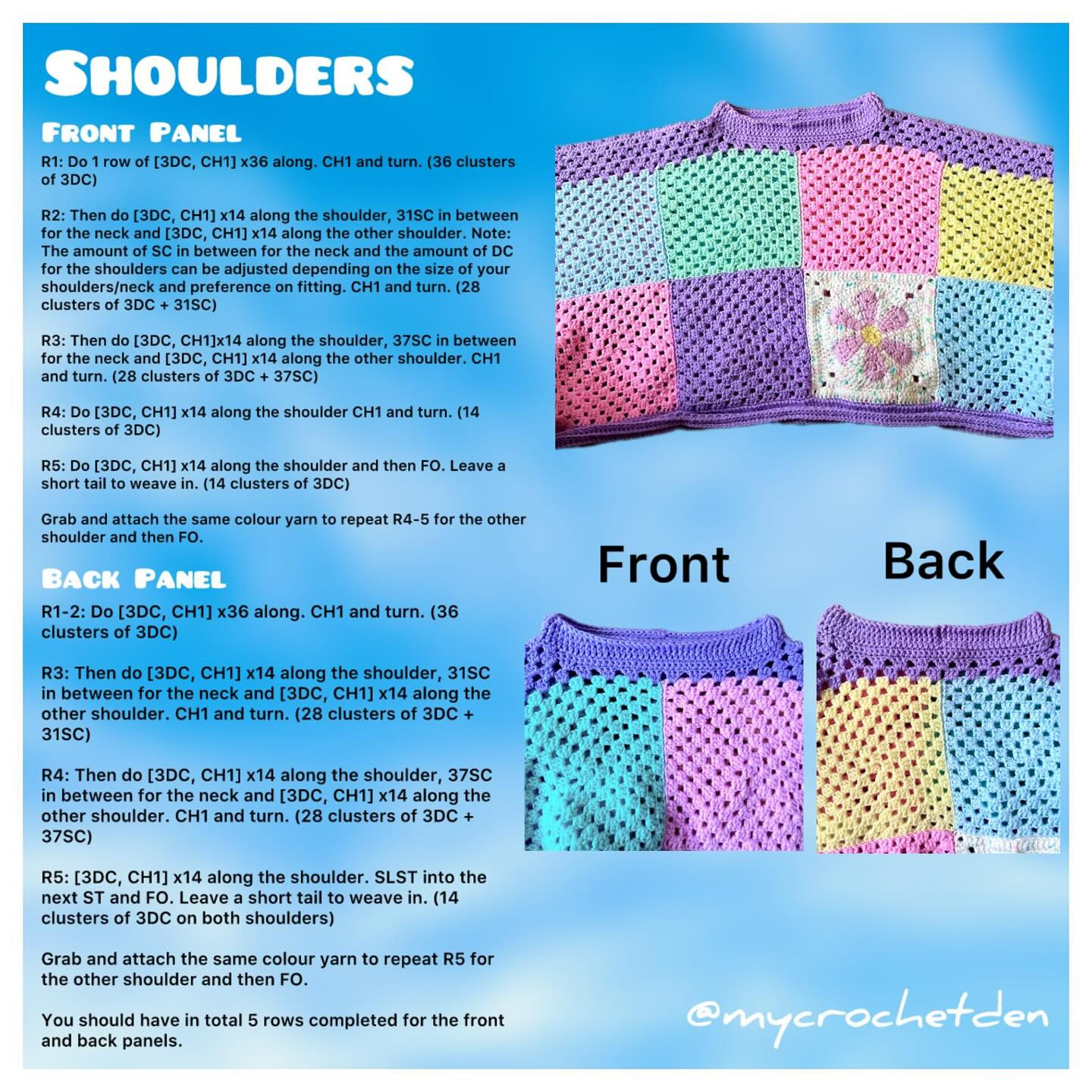Colorful Springtime Crochet Jumper Pattern with Daisies