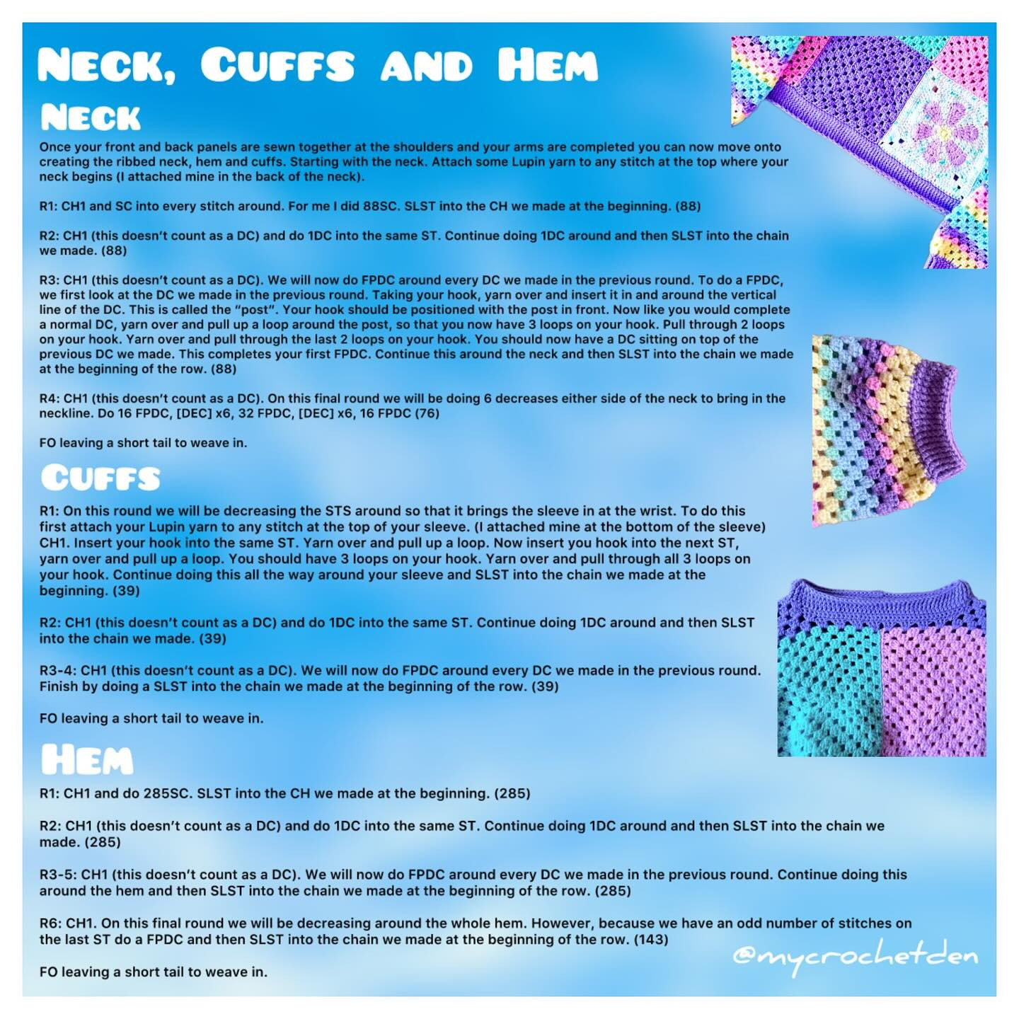 Colorful Springtime Crochet Jumper Pattern with Daisies